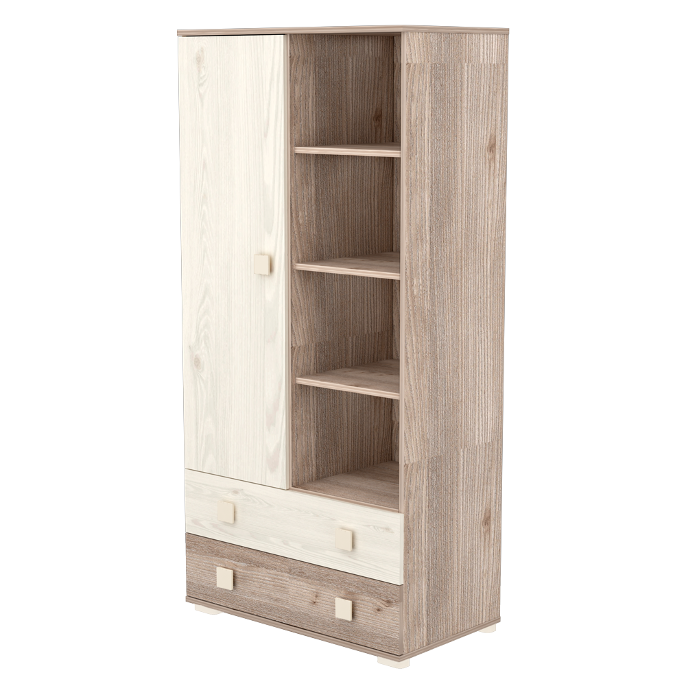 1 ajtós 2 fiókos állószekrény Krém-Fűz