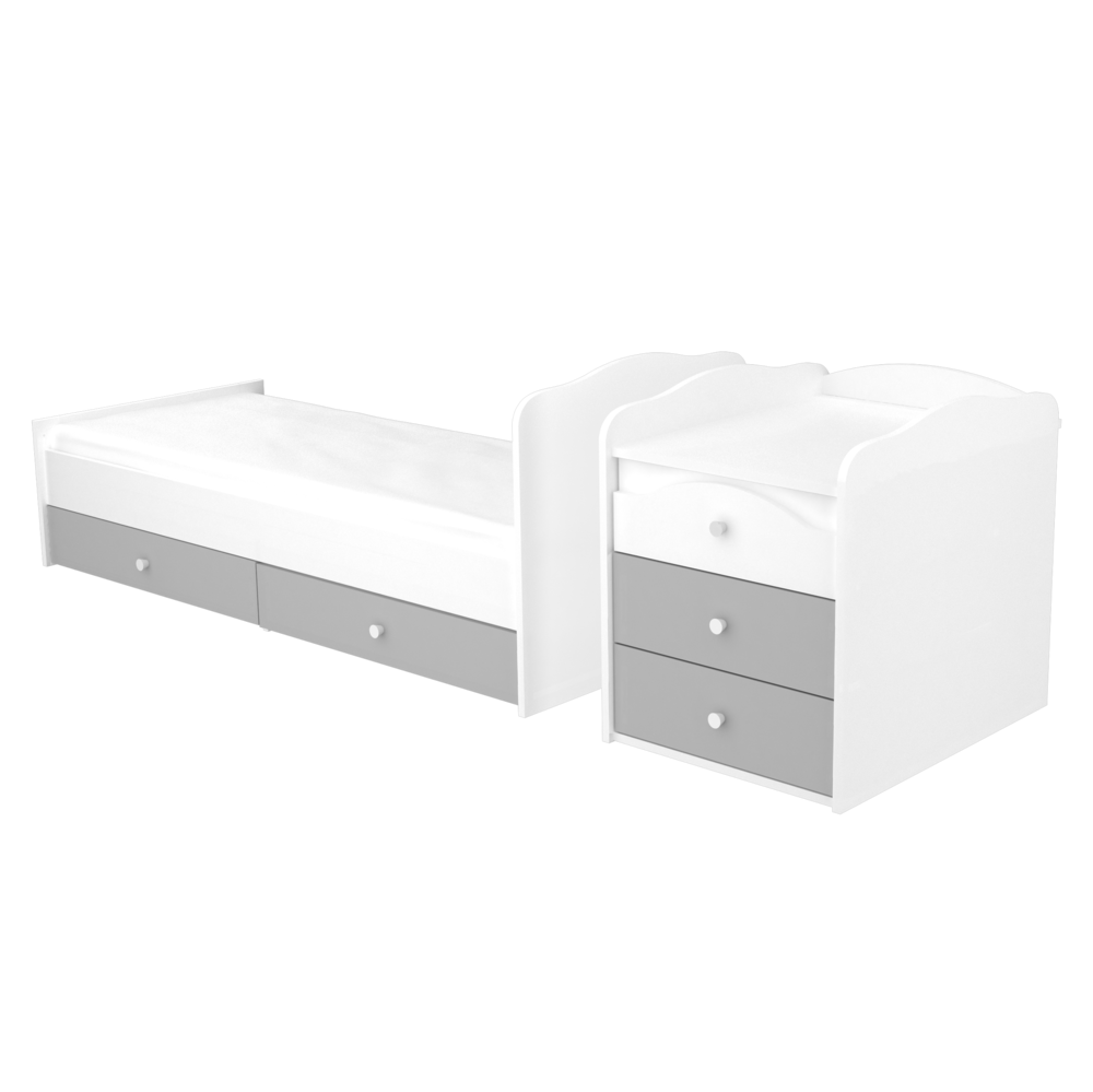 5 fiókos maxi kombi kiságy Ezüst-Fehér