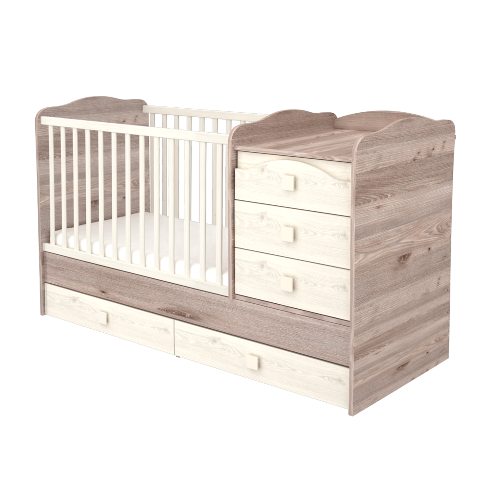 5 fiókos maxi kombi kiságy Krém-Fűz