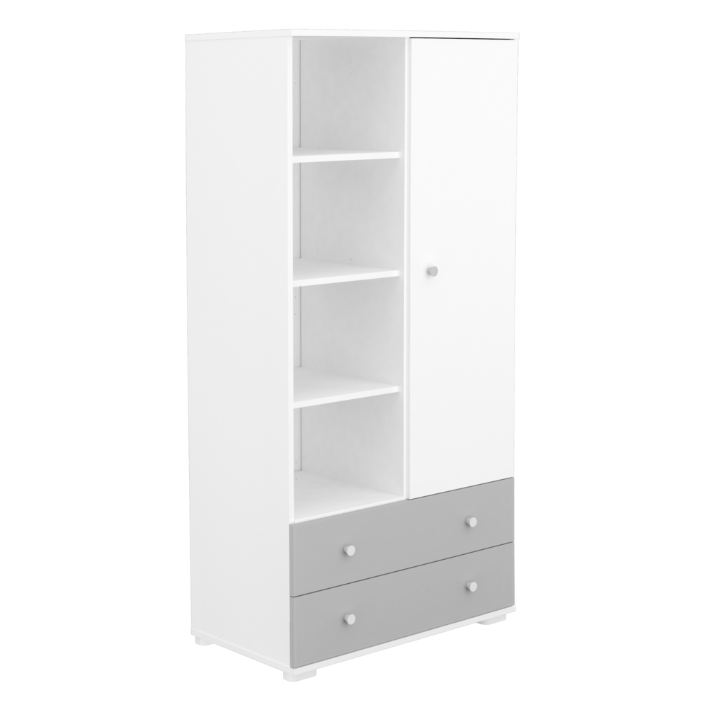 1 ajtós 2 fiókos állószekrény Ezüst-Fehér