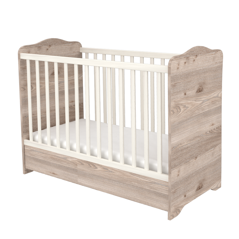 60x120-as Zárt végű kiságy  ágyneműtartóval   Krém-Fűz