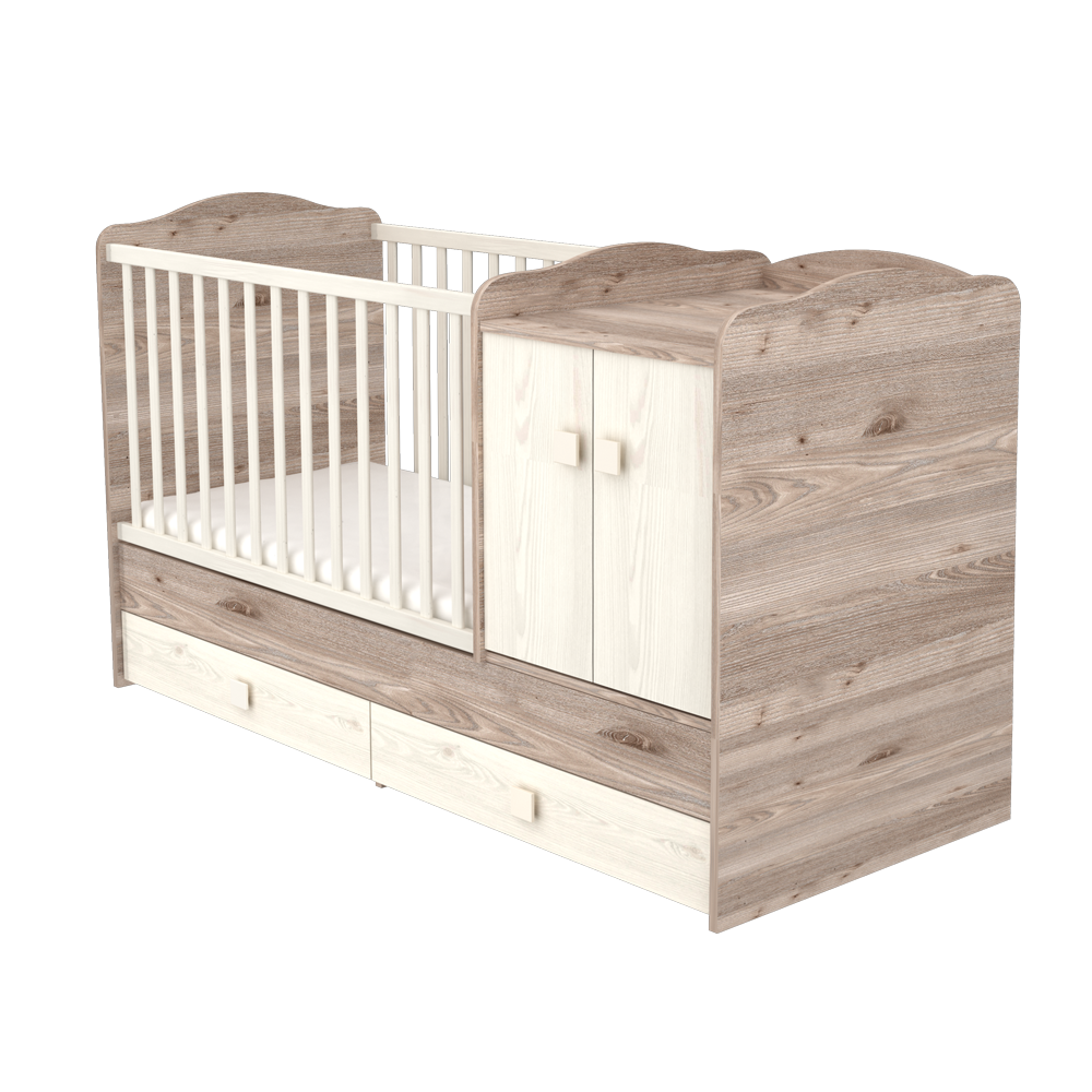 2 ajtós maxi kombi kiságy Krém-Fűz